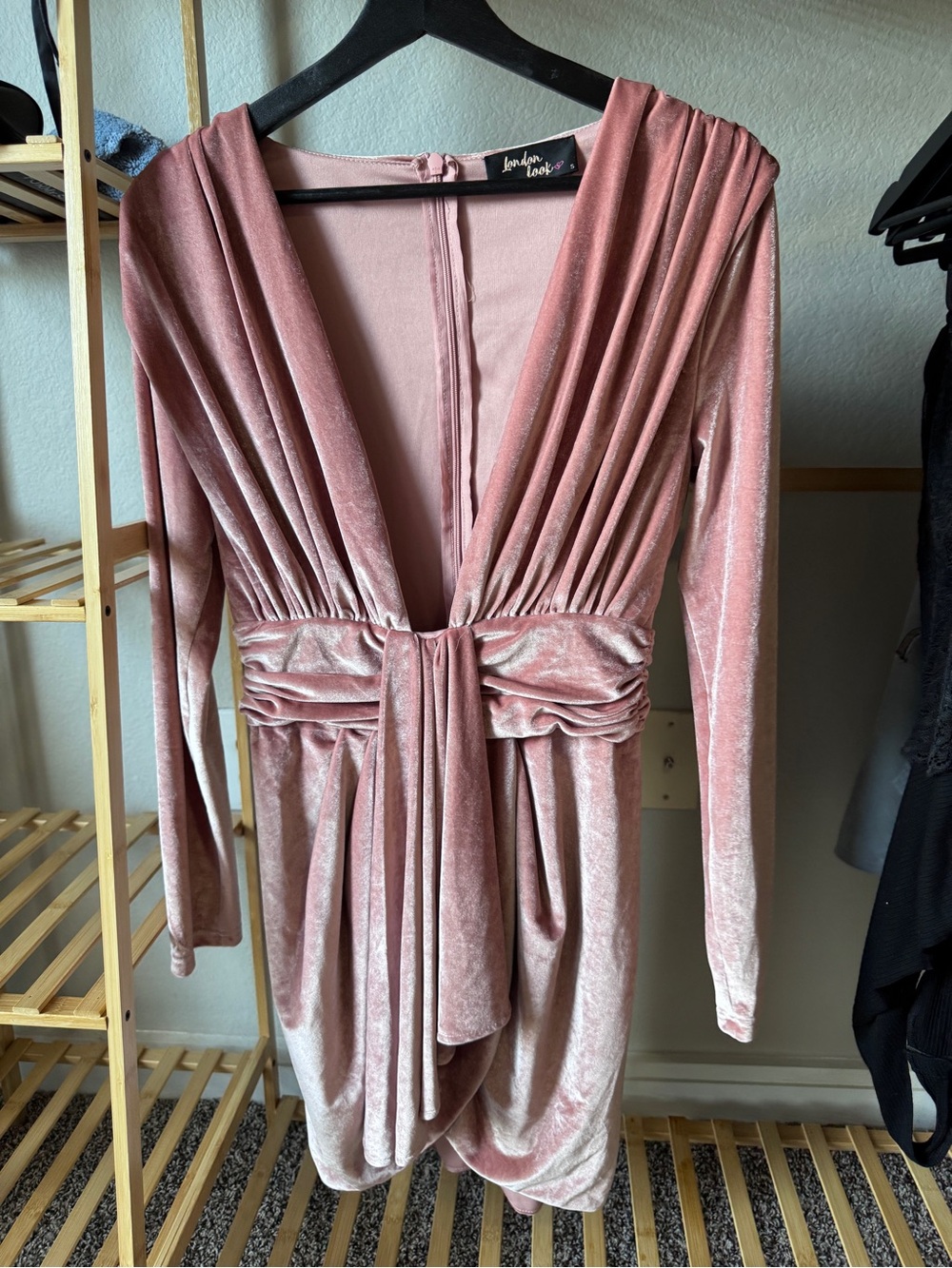 Blush Pink Velvet Wrap Mini Dress